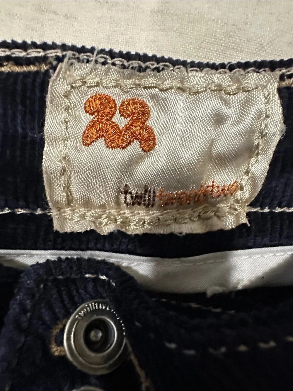 Vintage Y2K Twill 22 Navy Corduroy Low Rise Flare Jeans Indie Sleaze Sizec28